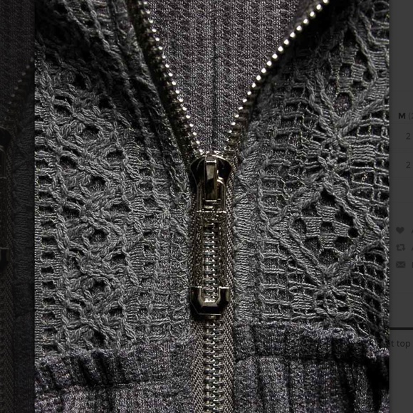 POL “ Kelly “ POL Hoodie Zip Up Top Jacket with Crochet Lace Detail 37 - Picture 4 of 6